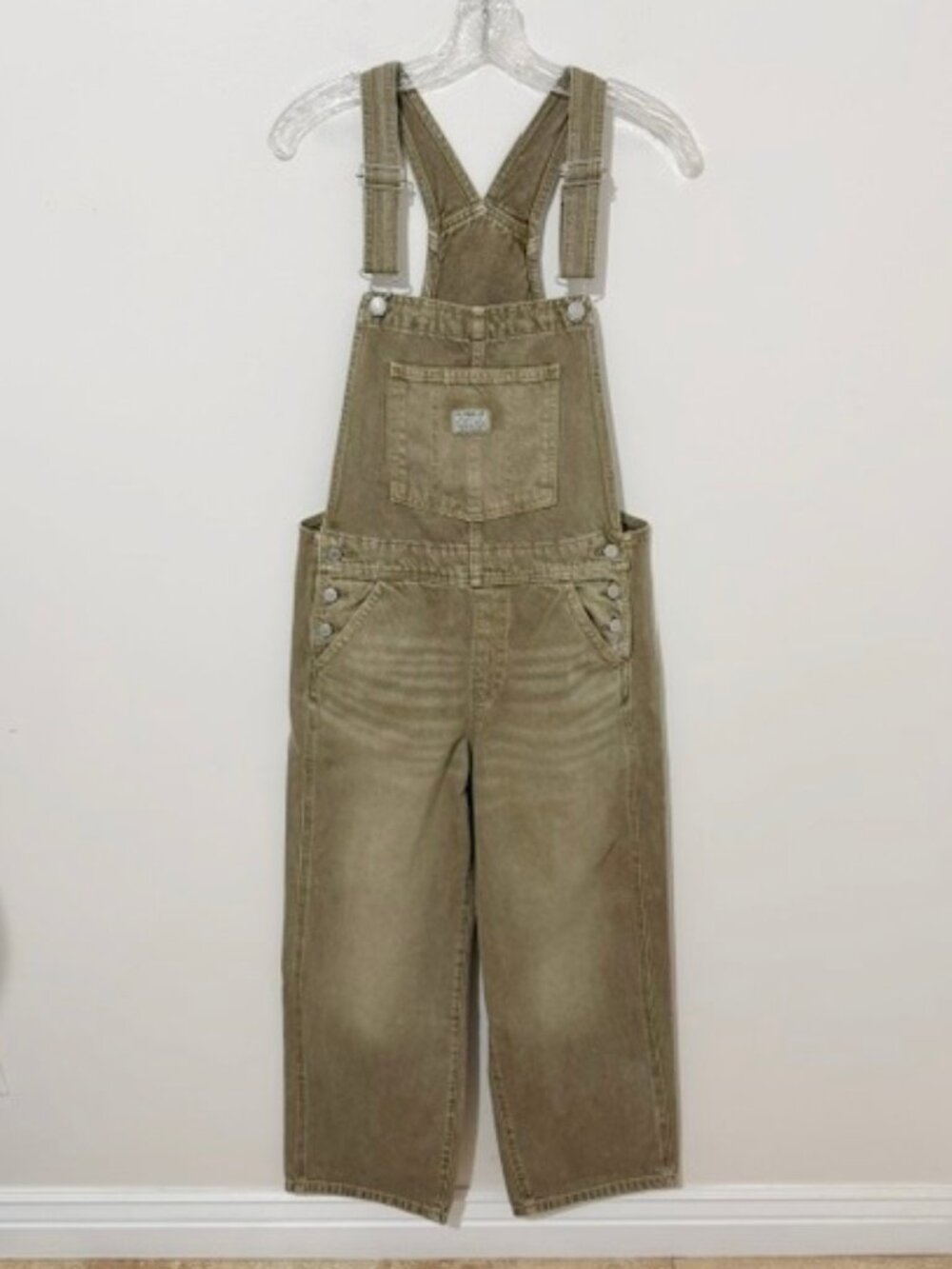 Levi's Baggy Overalls Beige Chipped Winter Twig Women's Size S NWT